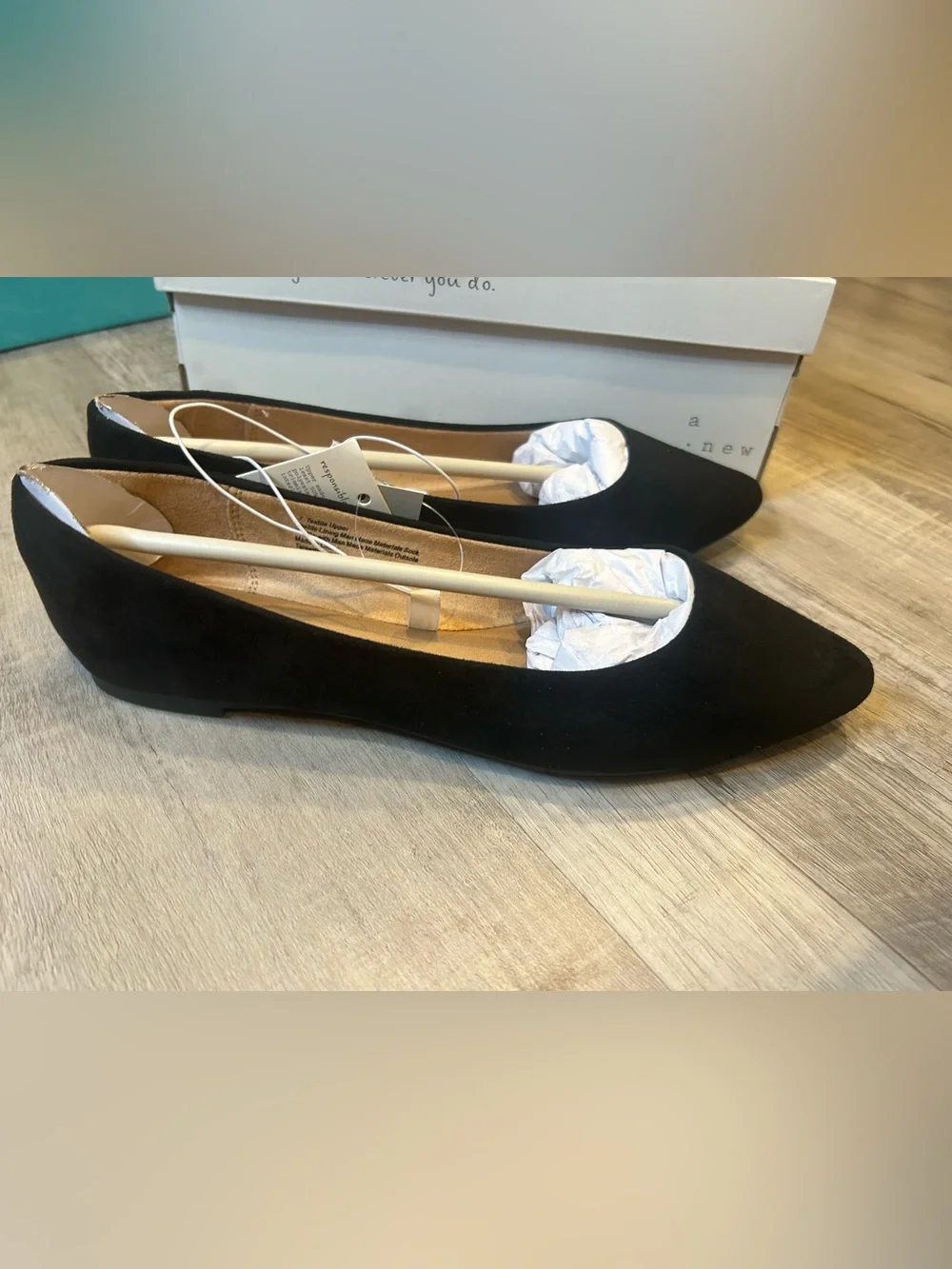 A New Day Black suede Pointed-Toe Women's Flats - Classic Everyday Style